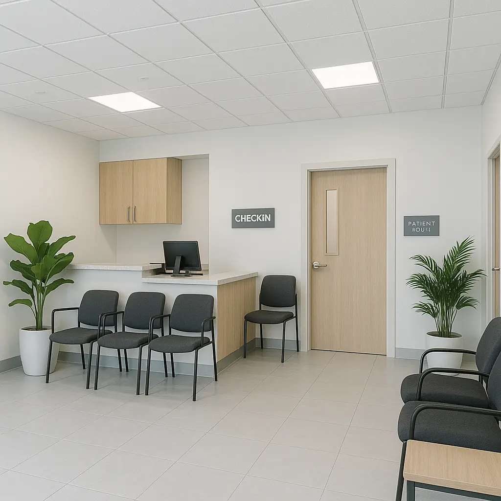 Inside photo of an empty clinic office