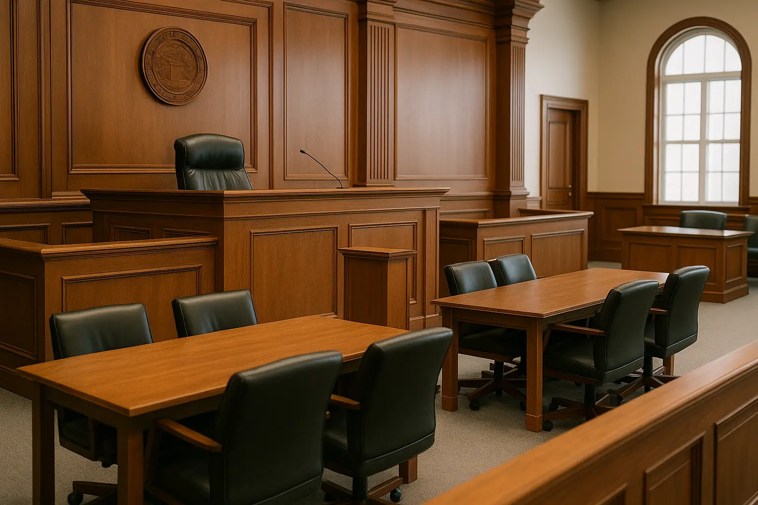 Inside view of a standard courtroom