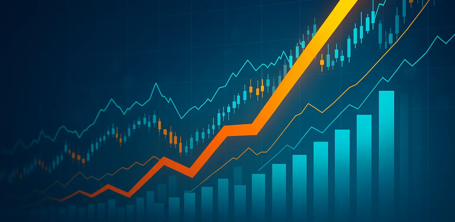 Graphical representation of financial charts showing a positive growth