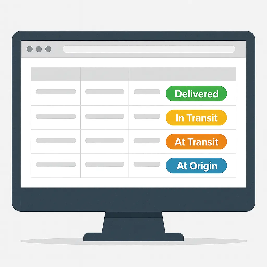 Visual representation of the tracking page in the Confirm Delivery Web Portal