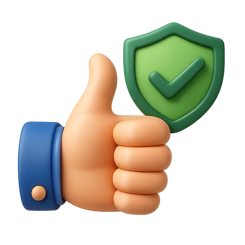 Thumbs up emoji with green checkmark