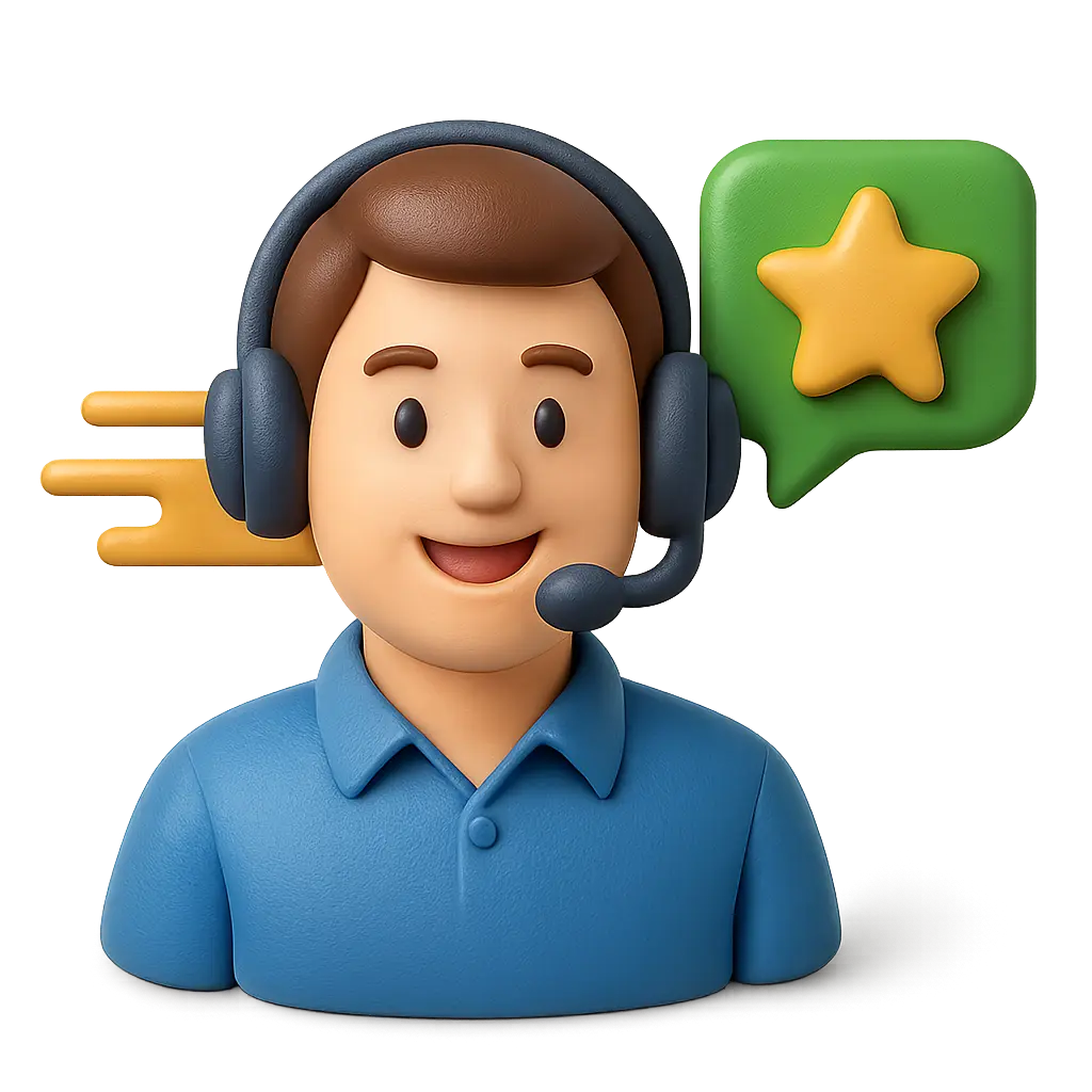 Support representative emoji with green and yellow star