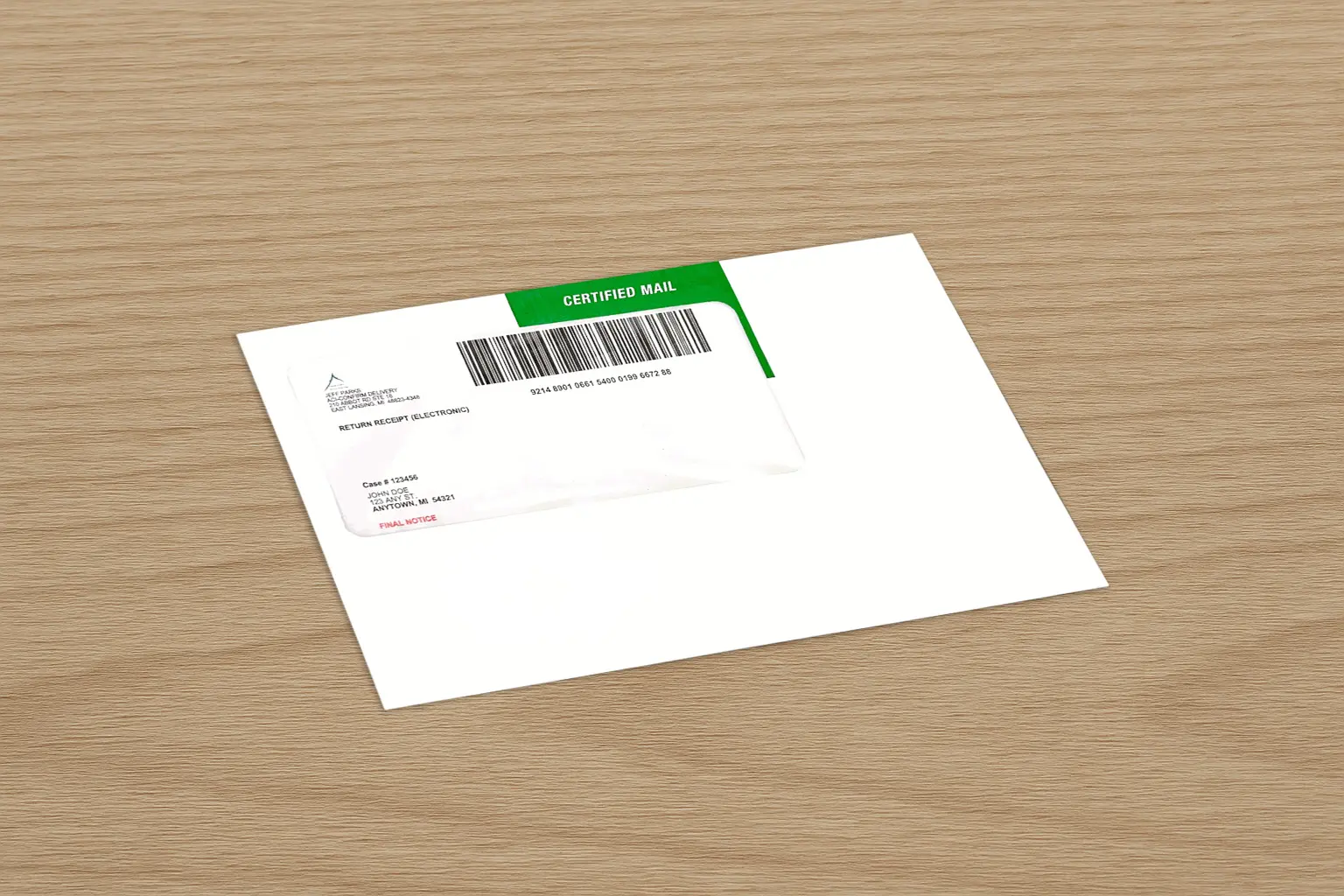 A 6x9 Certified Mail Envelope